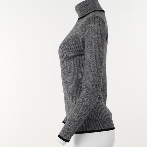 Calvin Klein Black White Marled Rib Turtleneck Sweater - Picture 3 of 5